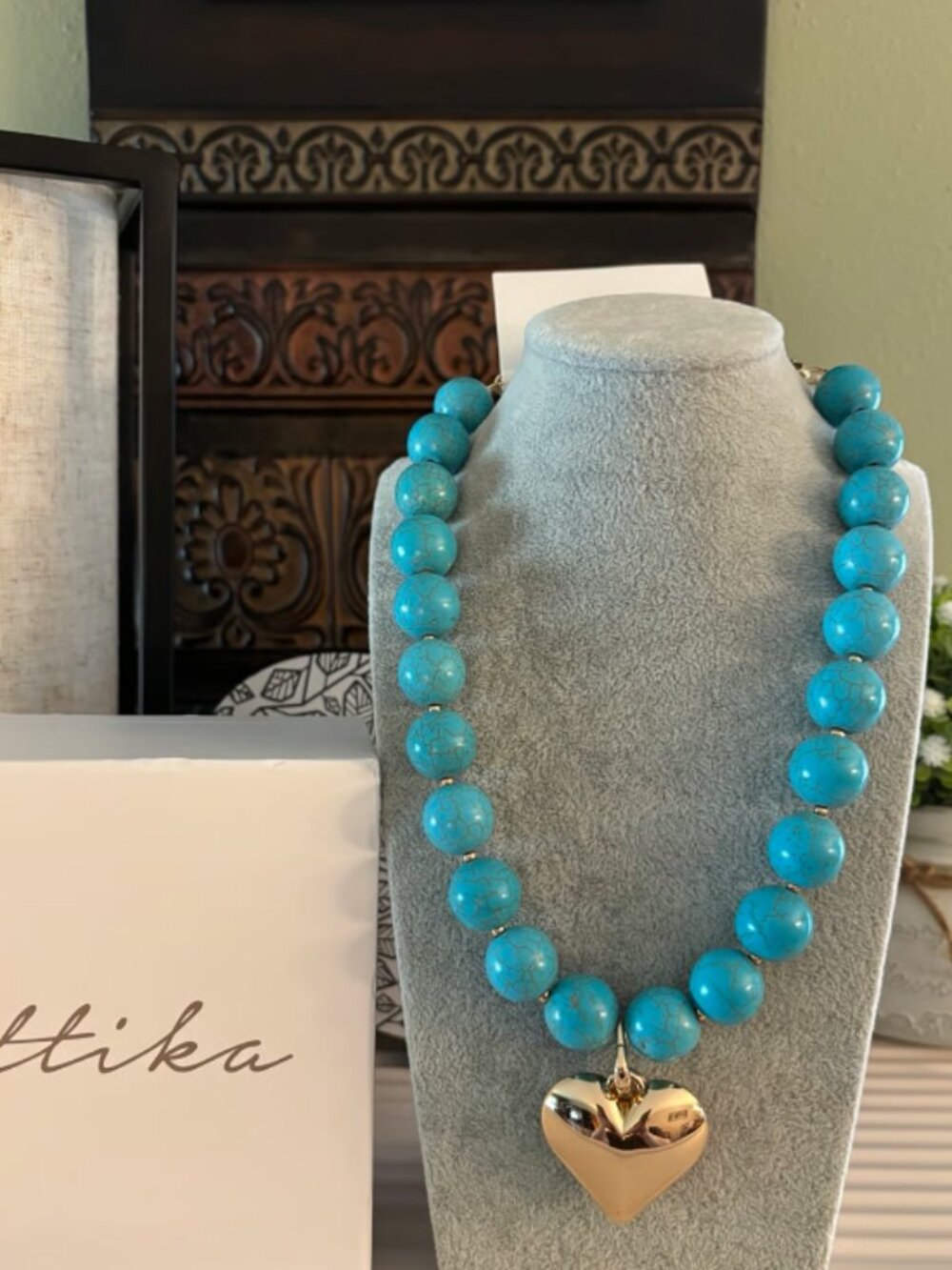 Ettika Turquoise Beaded Heart Necklace